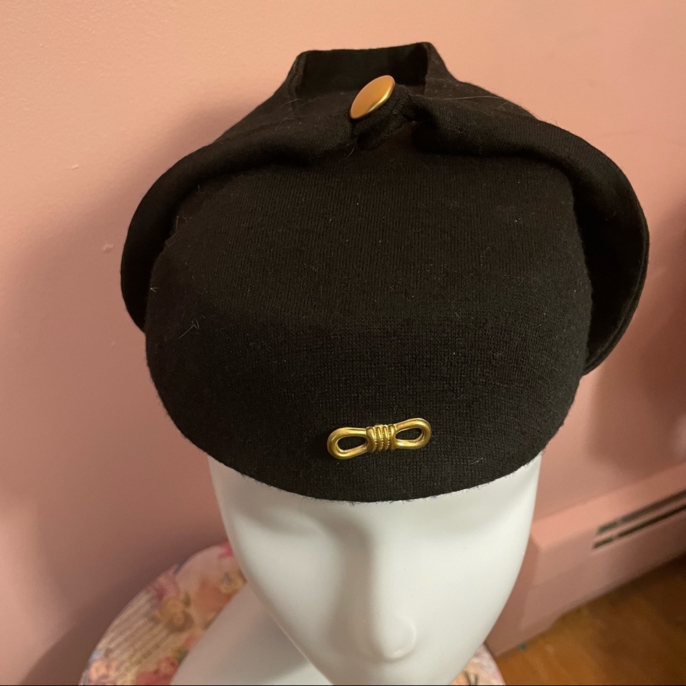 VTG Midcentury-1960s Wool Driving Cap Gold Accents for the Stylish Mobile Lady - Picture 6 of 13